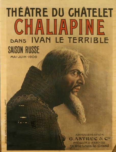 Poster for the Saison Russe at the Théâtre du Châtelet, 1909. Artist: Verneau, Eugene (active Early 20th-century)