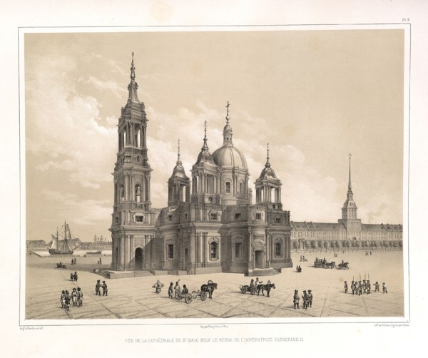 View of the Saint Isaac's Cathedral at the Time of Catherine II (From: The Construction of the Saint Isaac's Cathedral), 1845. Artist: Montferrand, Auguste, de (1786-1858)