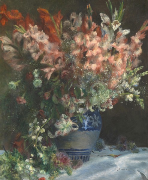 Gladioli in a Vase, c. 1875. Artist: Renoir, Pierre Auguste (1841-1919)