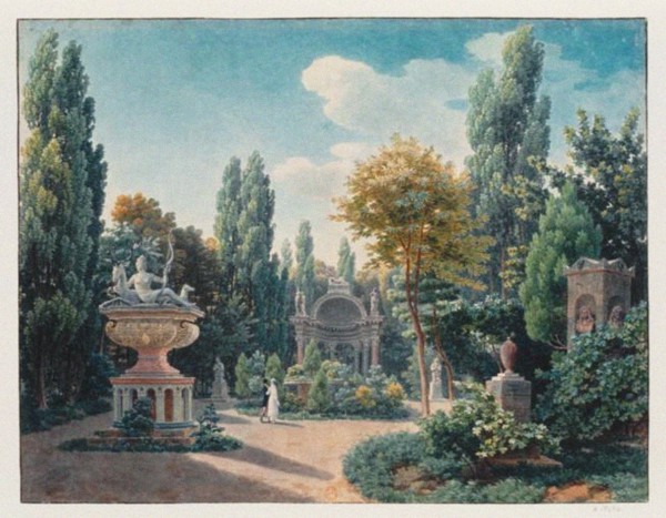 Monument of Diane de Poitiers in the Jardin du cloître des Petits-Augustins, 1815. Artist: Vauzelle, Jean-Lubin (1776-1837)