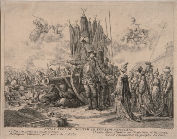 Prince Alexander Mikhaylovich Golitsyn at the Siege of the Khotyn Fortress 1769, 1769. Artist: Chodowiecki, Daniel Nikolaus (1726-1801)