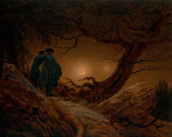 Two Men Contemplating the Moon, ca 1820. Artist: Friedrich, Caspar David (1774-1840)