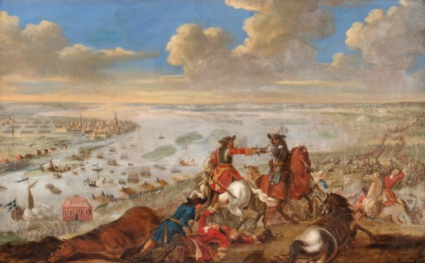 Charles XII is crossing the Düna 1701. Artist: Lemke, Johann Philip (1631-1711)