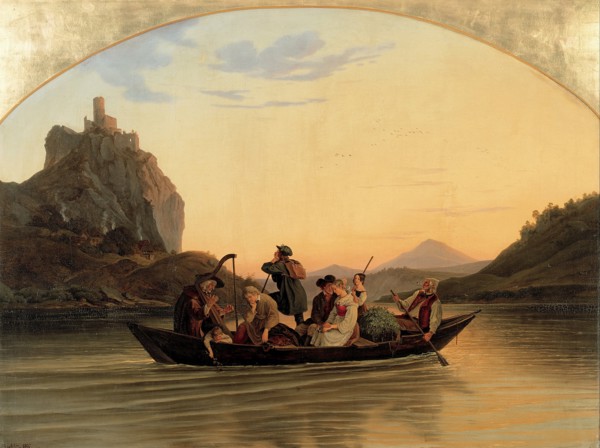 Crossing at Schreckenstein, 1837. Artist: Richter, Adrian Ludwig (1803-1884)