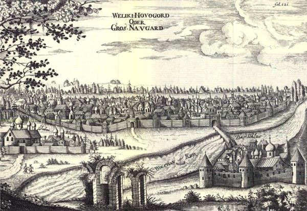 Velikiy Novgorod (Illustration from Travels to the Great Duke of Muscovy and the King of Persia by Adam Olearius), 1656. Artist: Anonymous