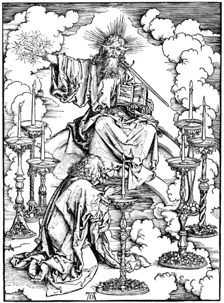 St John's Vision of Christ and the Seven Candlesticks (From The Apocalypse), c. 1497. Artist: Dürer, Albrecht (1471-1528)