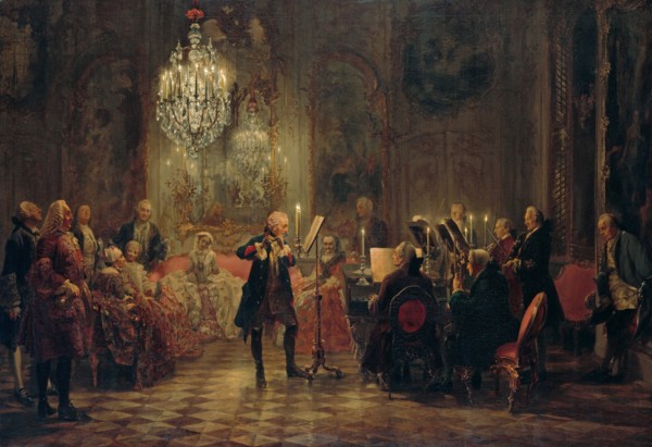 Flute Concert with Frederick the Great in Sanssouci, 1850-1852. Artist: Menzel, Adolph Friedrich, von (1815-1905)
