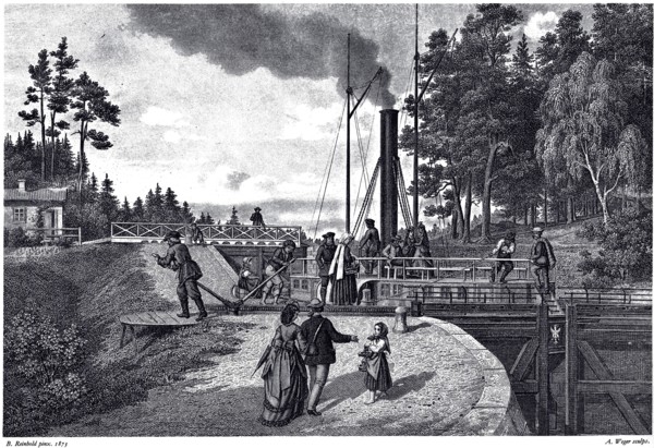 View of the Juustila Lock in Finland, 1873. Artist: Weger, August (1823-1892)