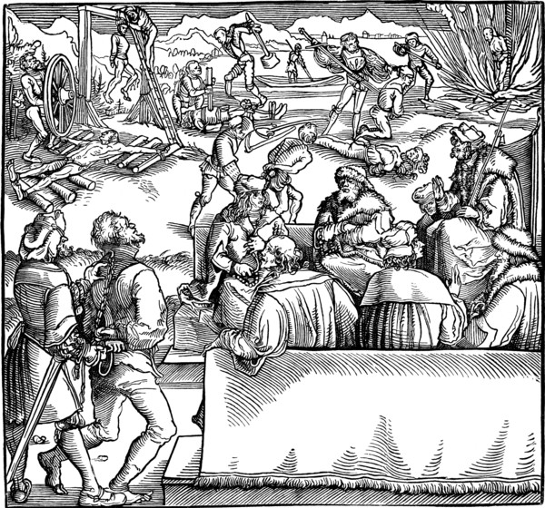 Court session. Illustration from the book Phisicke Against Fortune by Petrarch, 1532. Artist: Weiditz, Hans, the Younger (c. 1500-1536)