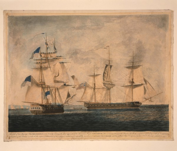 HMS Shannon captures USS Chesapeake, 1 June 1813, 1813. Artist: Dodd, Robert (1748-1815)