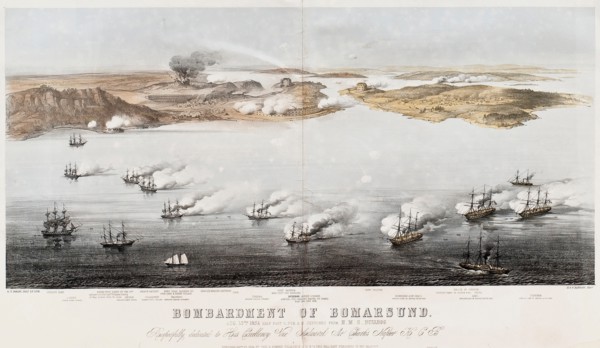Bombardment of Bomarsund, 1854. Artist: Dolby, Edwin Thomas (active 1849-1865)