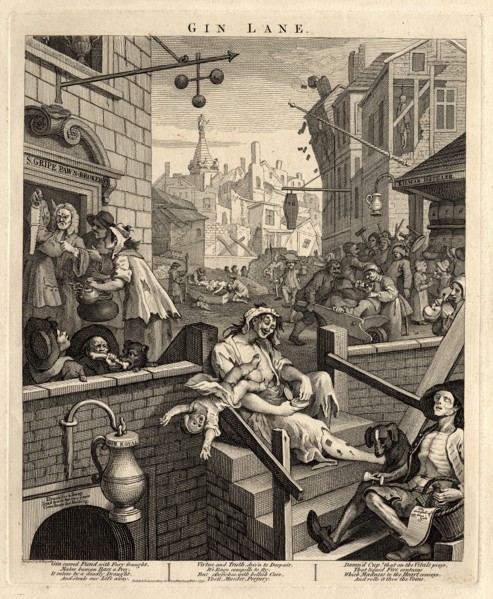 Gin Lane (Beer Street and Gin Lane 2), 1751. Artist: Hogarth, William (1697-1764)