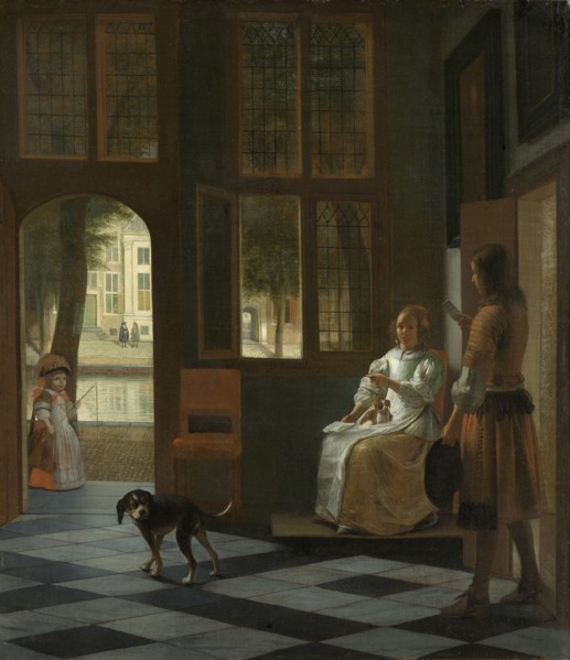 A Woman Directing a Young Man With a Letter, 1670. Artist: Hooch, Pieter, de (1629-1684)