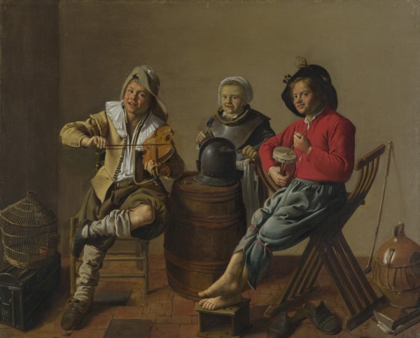 Two Boys and a Girl making Music, 1629. Artist: Molenaer, Jan Miense (c. 1610-1668)