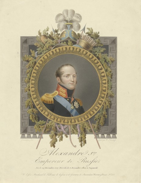 Portrait of Emperor Alexander I (1777-1825), 1825. Artist: Nieuwhoff, Walraad (1790-1837)