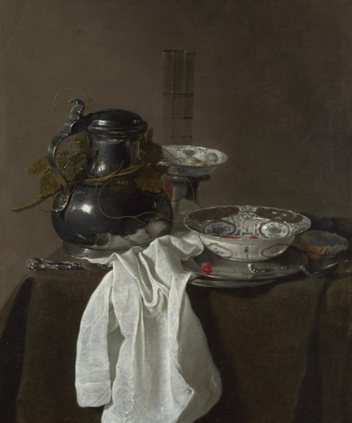 Still Life with a Pewter Flagon and Two Ming Bowls, 1651. Artist: Treck, Jan Jansz. (1605-1652)