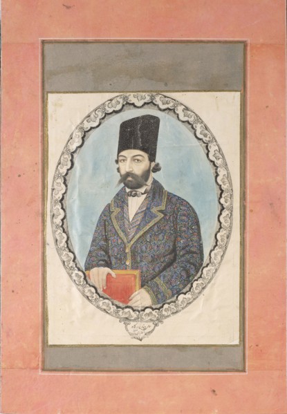 Portrait of a man with a Book, c. 1870. Artist: Aqa Bala (active Mid of 19th cen.)