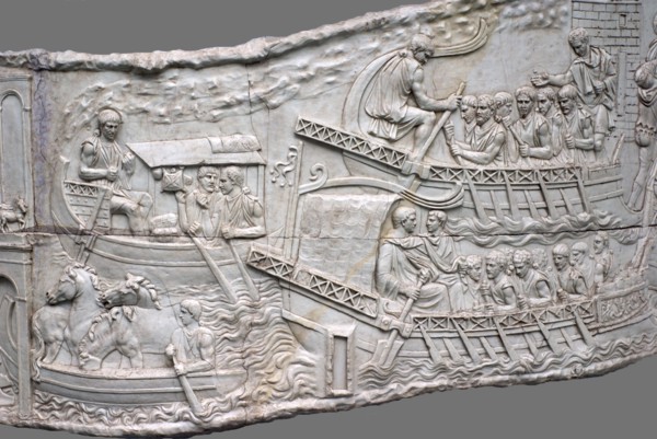 The Roman galleys. Relief detail of Trajan's Column, 1st-2nd century. Artist: Classical Antiquities