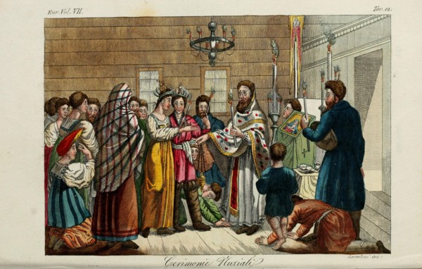 The Betrothal. Illustration from Il costume antico e moderno o storia del governo? by Giulio Ferrario, 1831. Artist: Giarrè, Luigi (1772-1844)