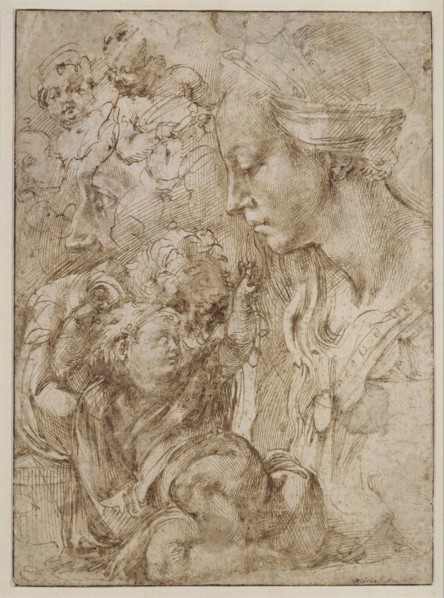 Studies for a Holy Family with John the Baptist as Child, 1505. Artist: Buonarroti, Michelangelo (1475-1564)