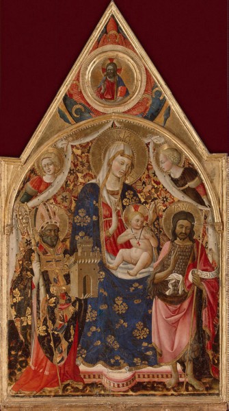 Madonna and Child, with a Bishop, St John the Baptist and Angels, Early 15th cen.. Artist: Antonio da Firenze (15th century)