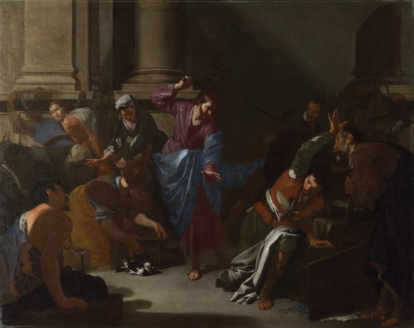 Christ driving the Traders from the Temple, c. 1645. Artist: Cavallino, Bernardo (1616-1656)