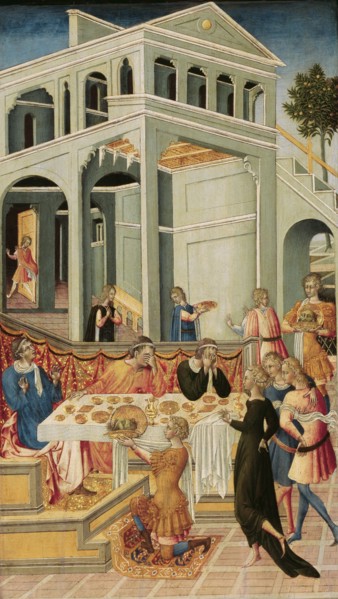 The Head of Saint John the Baptist Brought before Herod, 1455-1460. Artist: Giovanni di Paolo (ca 1403-1482)