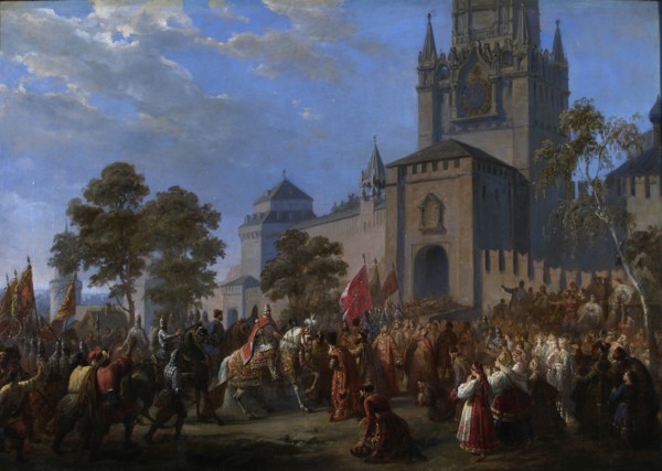 The national uprising of Kuzma Minin and Count Dmitry Pozharsky, 1856. Artist: Dusi, Cosroe (1808-1859)