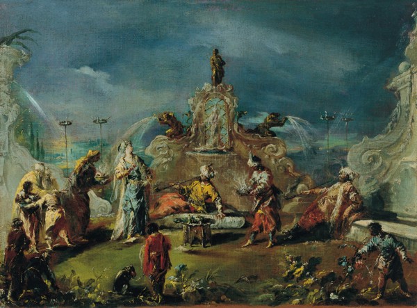 Scene in the Garden of a Serraglio, ca 1743. Artist: Guardi, Giovanni Antonio (1699-1760)