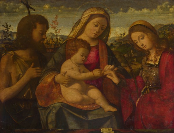 The Virgin and Child with Saints John the Baptist and Catherine, 1504. Artist: Previtali, Andrea (ca 1480-1528)