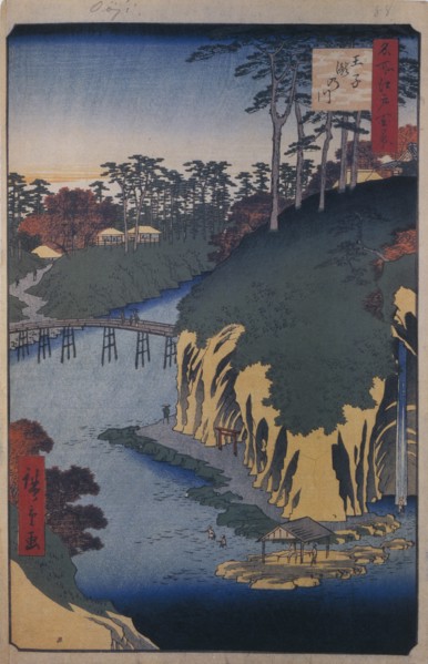 The Takinogawa in Oji (One Hundred Famous Views of Edo), 1856-1858. Artist: Hiroshige, Utagawa (1797-1858)