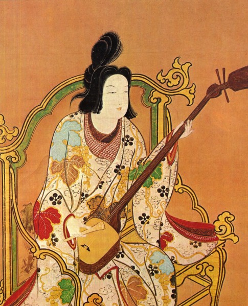 A Girl Playing a Shamisen, Second Half of the 17th cen.. Artist: Anonymous