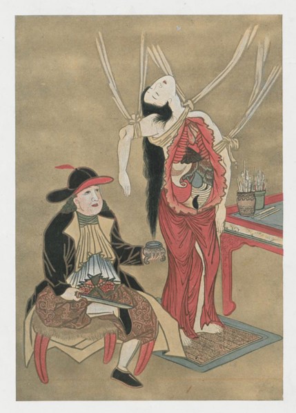 Dutch physician anatomizing a japanese woman, 18th century. Artist: Anonymous