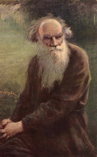 Portrait of the author Leo N. Tolstoy (1828-1910), 1910. Artist: Styka, Jan (1858-1925)