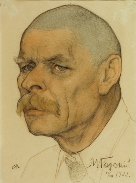 Portrait of the author Maxim Gorky (1868-1939), 1921. Artist: Andreev, Nikolai Andreevich (1873-1932)