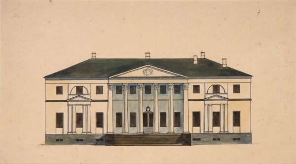 Facade of the House in the Golitsyn' Petrovo-Dalneye Estate, First quarter of 19th cen.. Artist: Anonymous