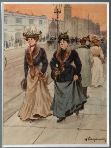 At the Nevsky Prospekt in Petrograd, 1914-1917. Artist: Balunin, MiKhail Abramovich (1875-1939?)