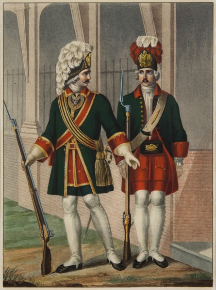 Grenadiers of the Preobrazhensky Regiment in 1732-1738, Early 1840s. Artist: Chorikov, Boris Artemyevich (1802-1866)