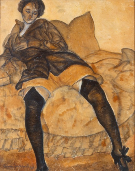 A sitting woman, c. 1918. Artist: Grigoriev, Boris Dmitryevich (1886-1939)