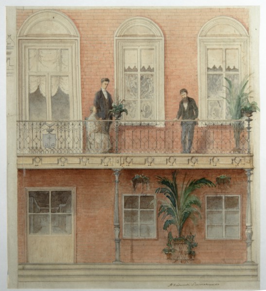 The Balcony Project for the Schwarz Family's House in the Estate Bely Kolodets, 1875. Artist: Litovchenko, Alexander Dmitrievich (1835-1890)