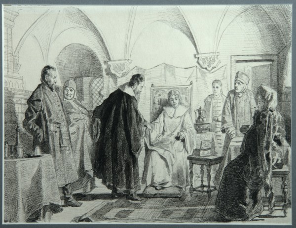 Maria Ivanovna Khlopova, the Bride of the Tsar Michail Fyodorovich, 1884. Artist: Nevrev, Nikolai Vasilyevich (1830-1904)