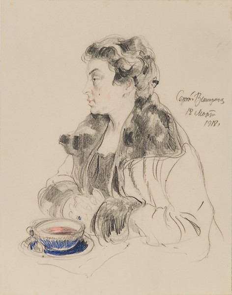 Portrait of Jevdokia Sergeyevna Morozova (1885-1959), 1918. Artist: Vinogradov, Sergei Arsenyevich (1869-1938)