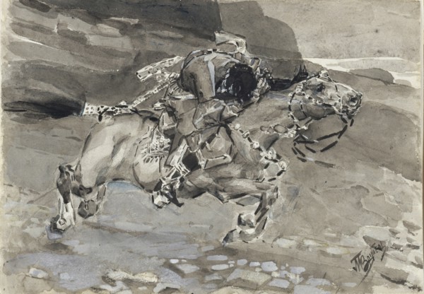 Horseman. Illustration to the poem The Demon by Mikhail Lermontov, 1890-1891. Artist: Vrubel, Mikhail Alexandrovich (1856-1910)