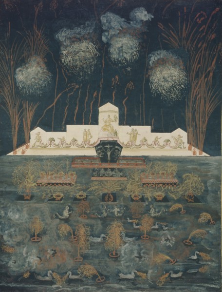 Fireworks and illumination on the occasion of the Treaty of Abo on September 15th, 1743, Mid of the 18th cen.. Artist: Anonymous