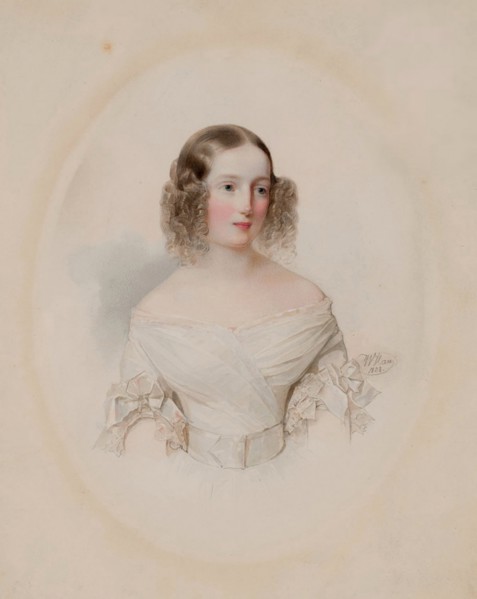 Portrait of Grand Duchess Olga Nikolaevna of Russia (1822-1892), Queen of Württemberg, 1838. Artist: Hau (Gau), Vladimir Ivanovich (1816-1895)