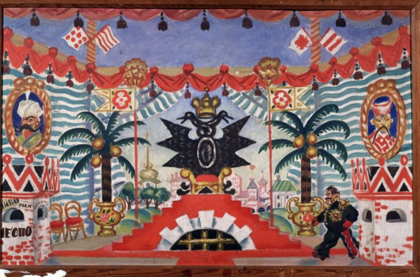 Stage design for the theatre play The flea by E. Zamyatin, 1925-1926. Artist: Kustodiev, Boris Michaylovich (1878-1927)