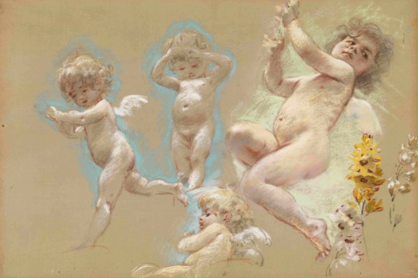 Putti. Interior Décor of the Baron von Dervis Mansion in Petersburg. Artist: Makovsky, Konstantin Yegorovich (1839-1915)