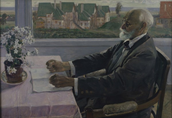 Portrait of the physiologist, psychologist, and physician Ivan P. Pavlov (1849-1936), 1935. Artist: Nesterov, Mikhail Vasilyevich (1862-1942)