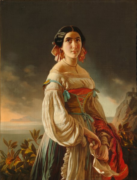 Portrait of Princess Lina Gagarina, 1847. Artist: Orlov, Pimen Nikitich (1812-1863)