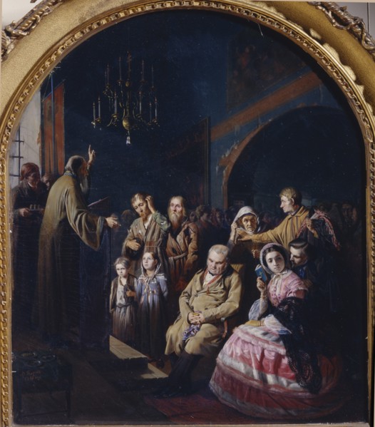 Sermon in a Village, 1861. Artist: Perov, Vasili Grigoryevich (1834-1882)